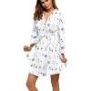 imageHOTOUCH Womens Robe Lightweight Short Knit Bathrobe Soft Ladies Sleepwear with PocketsP Floral Branch