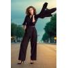 imageHOTOUCH Button Down Shirt for Women Basic Work Office Drop Shoulder Blouse Casual Loose Long Sleeve Tops with PocketBlack