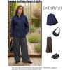 imageHOTOUCH Button Down Shirt for Women Basic Work Office Drop Shoulder Blouse Casual Loose Long Sleeve Tops with PocketNavy Blue