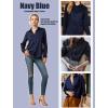 imageHOTOUCH Button Down Shirt for Women Basic Work Office Drop Shoulder Blouse Casual Loose Long Sleeve Tops with PocketNavy Blue