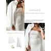 imageHOTOUCH Button Down Shirt for Women Basic Work Office Drop Shoulder Blouse Casual Loose Long Sleeve Tops with PocketWhite