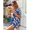 imageHOTOUCH Hawaiian Shirts for Women Summer Cool Hawaii Floral Tropic Print Blouses Beach Short Sleeve Button Up TopsBlue Floral