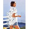 imageHOTOUCH Hawaiian Shirts for Women Summer Cool Hawaii Floral Tropic Print Blouses Beach Short Sleeve Button Up TopsBoho White