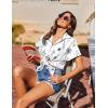 imageHOTOUCH Hawaiian Shirts for Women Summer Cool Hawaii Floral Tropic Print Blouses Beach Short Sleeve Button Up TopsBoho White