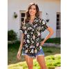 imageHOTOUCH Hawaiian Shirts for Women Summer Cool Hawaii Floral Tropic Print Blouses Beach Short Sleeve Button Up TopsHalloween Skulls