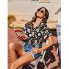 imageHOTOUCH Hawaiian Shirts for Women Summer Cool Hawaii Floral Tropic Print Blouses Beach Short Sleeve Button Up TopsHalloween Skulls