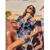 imageHOTOUCH Hawaiian Shirts for Women Summer Cool Hawaii Floral Tropic Print Blouses Beach Short Sleeve Button Up TopsPineapple Hawaiian