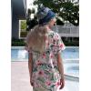 imageHOTOUCH Hawaiian Shirts for Women Summer Cool Hawaii Floral Tropic Print Blouses Beach Short Sleeve Button Up TopsWhite Floral Tropical
