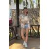 imageHOTOUCH Hawaiian Shirts for Women Summer Cool Hawaii Floral Tropic Print Blouses Beach Short Sleeve Button Up TopsWhite Floral Tropical