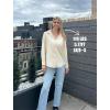 imageHOTOUCH Satin Shirts for Women Silk Button Down V Neck Dressy Casual Blouse Loose Long Sleeve Office Work Tunic TopsBeige