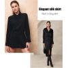 imageHOTOUCH Satin Shirts for Women Silk Button Down V Neck Dressy Casual Blouse Loose Long Sleeve Office Work Tunic TopsBlack