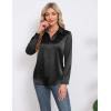 imageHOTOUCH Satin Shirts for Women Silk Button Down V Neck Dressy Casual Blouse Loose Long Sleeve Office Work Tunic TopsBlack