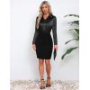 imageHOTOUCH Satin Shirts for Women Silk Button Down V Neck Dressy Casual Blouse Loose Long Sleeve Office Work Tunic TopsBlack