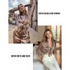 imageHOTOUCH Satin Shirts for Women Silk Button Down V Neck Dressy Casual Blouse Loose Long Sleeve Office Work Tunic TopsBrown