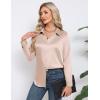 imageHOTOUCH Satin Shirts for Women Silk Button Down V Neck Dressy Casual Blouse Loose Long Sleeve Office Work Tunic TopsChampagne