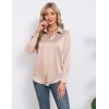 imageHOTOUCH Satin Shirts for Women Silk Button Down V Neck Dressy Casual Blouse Loose Long Sleeve Office Work Tunic TopsChampagne