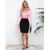 imageHOTOUCH Satin Shirts for Women Silk Button Down V Neck Dressy Casual Blouse Loose Long Sleeve Office Work Tunic TopsPink