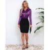 imageHOTOUCH Satin Shirts for Women Silk Button Down V Neck Dressy Casual Blouse Loose Long Sleeve Office Work Tunic TopsPurple