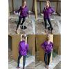 imageHOTOUCH Satin Shirts for Women Silk Button Down V Neck Dressy Casual Blouse Loose Long Sleeve Office Work Tunic TopsPurple