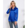 imageHOTOUCH Satin Shirts for Women Silk Button Down V Neck Dressy Casual Blouse Loose Long Sleeve Office Work Tunic TopsRoyal Blue
