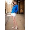 imageHOTOUCH Satin Shirts for Women Silk Button Down V Neck Dressy Casual Blouse Loose Long Sleeve Office Work Tunic TopsRoyal Blue