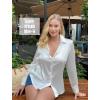 imageHOTOUCH Satin Shirts for Women Silk Button Down V Neck Dressy Casual Blouse Loose Long Sleeve Office Work Tunic TopsWhite
