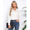 imageHOTOUCH Satin Shirts for Women Silk Button Down V Neck Dressy Casual Blouse Loose Long Sleeve Office Work Tunic TopsWhite