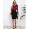 imageHOTOUCH Satin Shirts for Women Silk Button Down V Neck Dressy Casual Blouse Loose Long Sleeve Office Work Tunic TopsWine Red