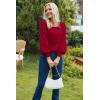 imageHOTOUCH Sweaters for Women 2025 Fall Trendy Tops Casual Puff Sleeve Square Neck Cute Tunic Pullover Blouses XSXXL02dark Red