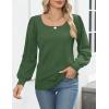 imageHOTOUCH Sweaters for Women 2025 Fall Trendy Tops Casual Puff Sleeve Square Neck Cute Tunic Pullover Blouses XSXXLArmy Green