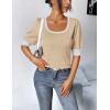 imageHOTOUCH Sweaters for Women 2025 Fall Trendy Tops Casual Puff Sleeve Square Neck Cute Tunic Pullover Blouses XSXXLBeige White Colorblock
