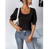 imageHOTOUCH Sweaters for Women 2025 Fall Trendy Tops Casual Puff Sleeve Square Neck Cute Tunic Pullover Blouses XSXXLBlack