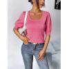 imageHOTOUCH Sweaters for Women 2025 Fall Trendy Tops Casual Puff Sleeve Square Neck Cute Tunic Pullover Blouses XSXXLWatermelon Red