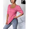 imageHOTOUCH Sweaters for Women 2025 Fall Trendy Tops Casual Puff Sleeve Square Neck Cute Tunic Pullover Blouses XSXXLWatermelon Red