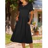 imageHOTOUCH Women Dress 2025 Short Sleeve Floral Midi Loose Tshirt Dresses Aline Flowy Swing Beach Sundress with PocketsBlack