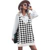 imageHOTOUCH Women Sweater Vest Oversized V Neck Sleeveless Knit Pullover Ribbed Vest Dress with PocketsBlack Cross