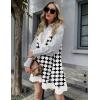 imageHOTOUCH Women Sweater Vest Oversized V Neck Sleeveless Knit Pullover Ribbed Vest Dress with PocketsBlack Cross
