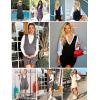 imageHOTOUCH Women Sweater Vest Oversized V Neck Sleeveless Knit Pullover Ribbed Vest Dress with PocketsColorblock Stripe