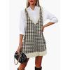 imageHOTOUCH Women Sweater Vest Oversized V Neck Sleeveless Knit Pullover Ribbed Vest Dress with PocketsHoundstooth 01