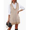 imageHOTOUCH Women Sweater Vest Oversized V Neck Sleeveless Knit Pullover Ribbed Vest Dress with PocketsHoundstooth 02