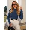 imageHOTOUCH Women Turtleneck Tops Mock Neck Sweater Ribbed Knit Basic Casual Long Sleeve Shirt Fall Winter Clothing 2025 TrendyNavy