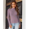imageHOTOUCH Women Turtleneck Tops Mock Neck Sweater Ribbed Knit Basic Casual Long Sleeve Shirt Fall Winter Clothing 2025 TrendyPurple