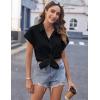 imageHOTOUCH Womens Button Down Shirt Casual V Neck Cap Sleeve Blouses Summer Cotton Collared Tops S3XLBlack