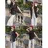 imageHOTOUCH Womens Button Down Shirt Casual V Neck Cap Sleeve Blouses Summer Cotton Collared Tops S3XLBlack
