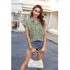 imageHOTOUCH Womens Button Down Shirt Casual V Neck Cap Sleeve Blouses Summer Cotton Collared Tops S3XLFloral Green