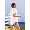 imageHOTOUCH Womens Button Down Shirt Casual V Neck Cap Sleeve Blouses Summer Cotton Collared Tops S3XLWhite