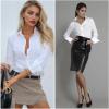 imageHOTOUCH Womens Button Down Shirts Long Sleeve Dress Shirt Slim Fitted Work Tops Collared Dressy Casual Business BlousesA01white