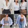 imageHOTOUCH Womens Button Down Shirts Long Sleeve Dress Shirt Slim Fitted Work Tops Collared Dressy Casual Business BlousesA01white