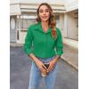 imageHOTOUCH Womens Button Down Shirts Long Sleeve Dress Shirt Slim Fitted Work Tops Collared Dressy Casual Business BlousesGreen