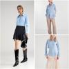 imageHOTOUCH Womens Button Down Shirts Long Sleeve Dress Shirt Slim Fitted Work Tops Collared Dressy Casual Business BlousesLight Blue